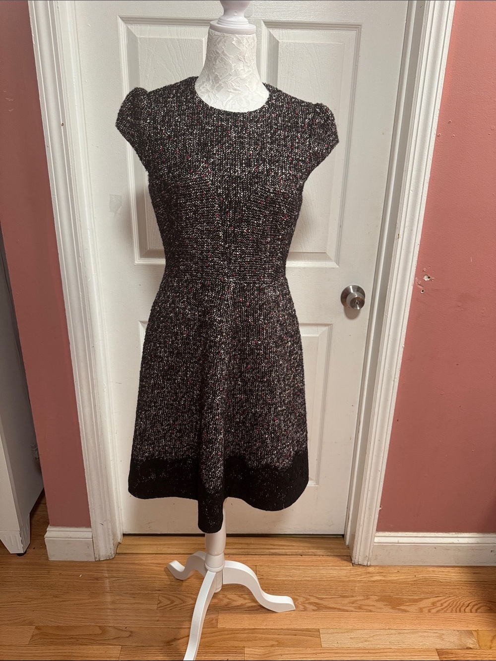 Karen Millen Black Speckled Knit Midi Dress